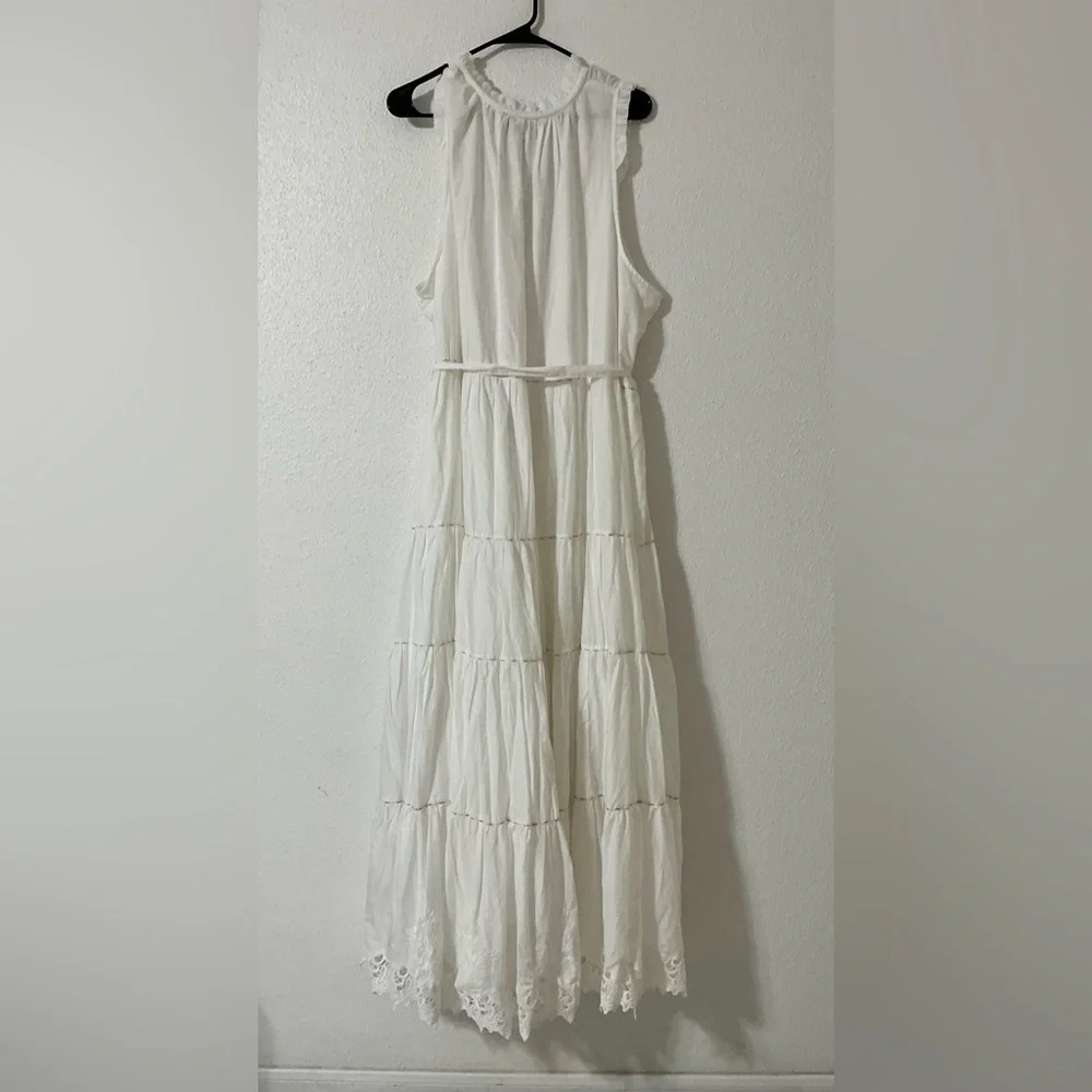 NWT Lane Bryant White Embroidered Cotton Maxi Dress size 26/28